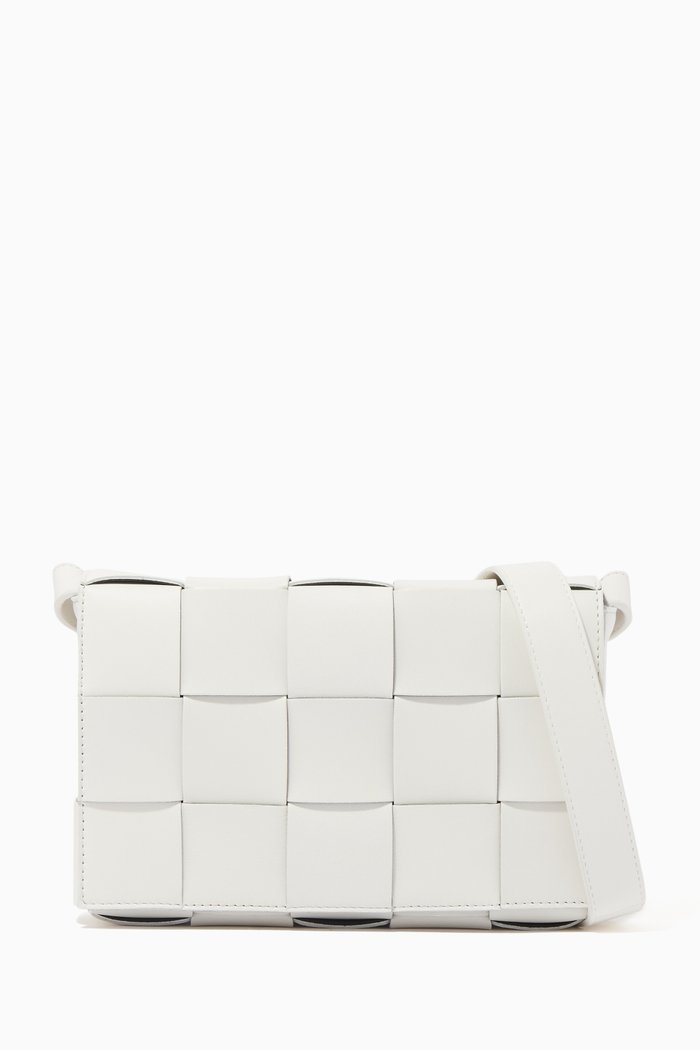 

Intrecciato Leather Cassette Bag, White