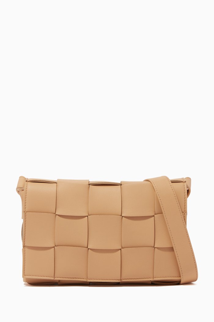 Intrecciato Leather Cassette Bag, Neutral