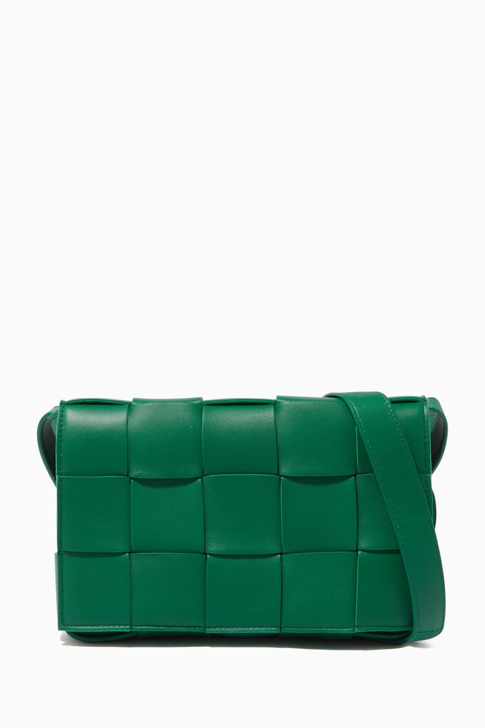

Intrecciato Leather Cassette Bag, Green