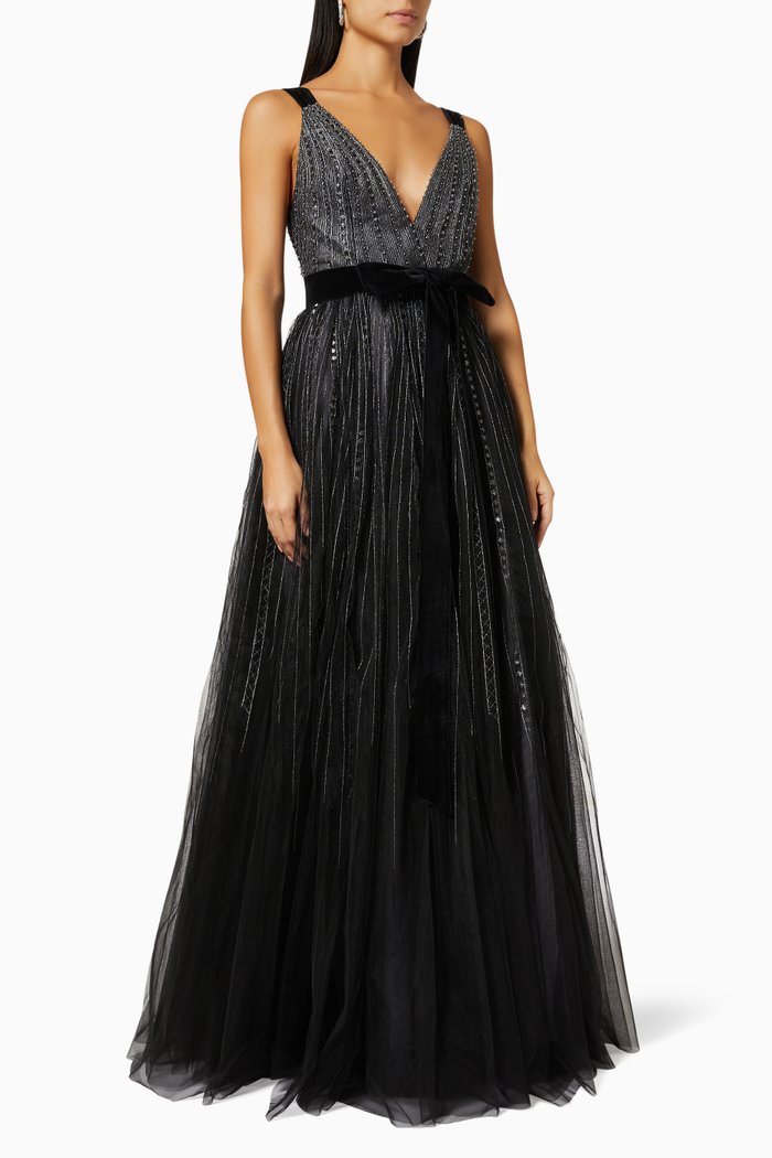 

Sequin Wrap Gown, Silver
