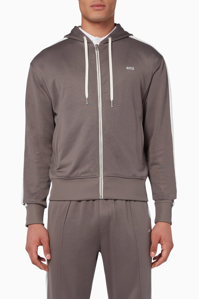 

Logo Jersey Zipped Hoodie, Grey