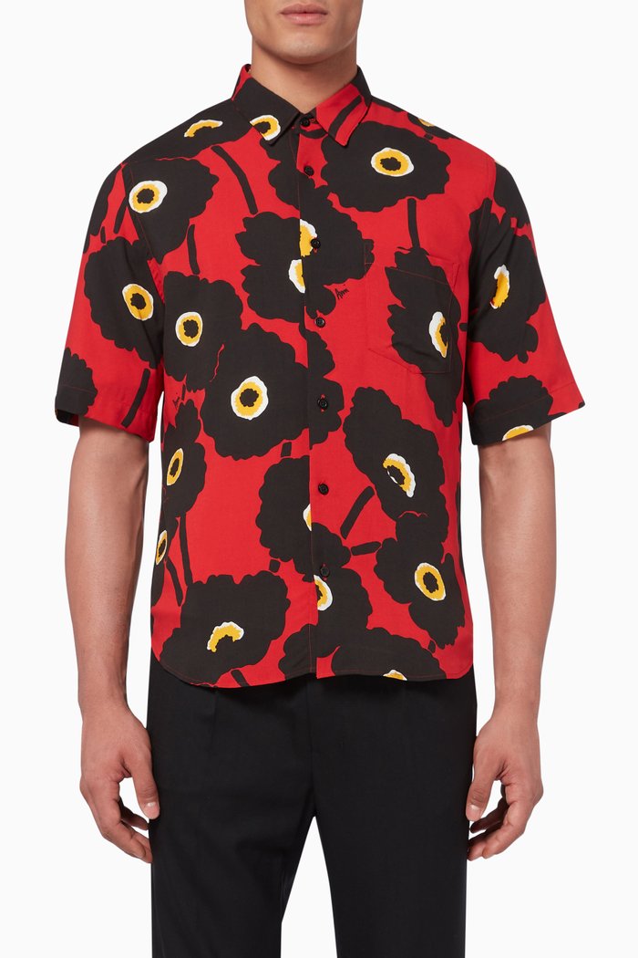 Poppy Print Shirt, Black