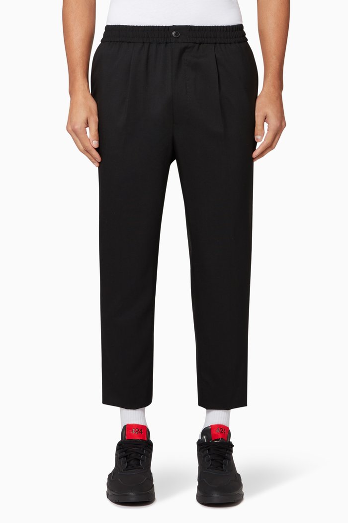 

Wool Cropped Trousers, Black