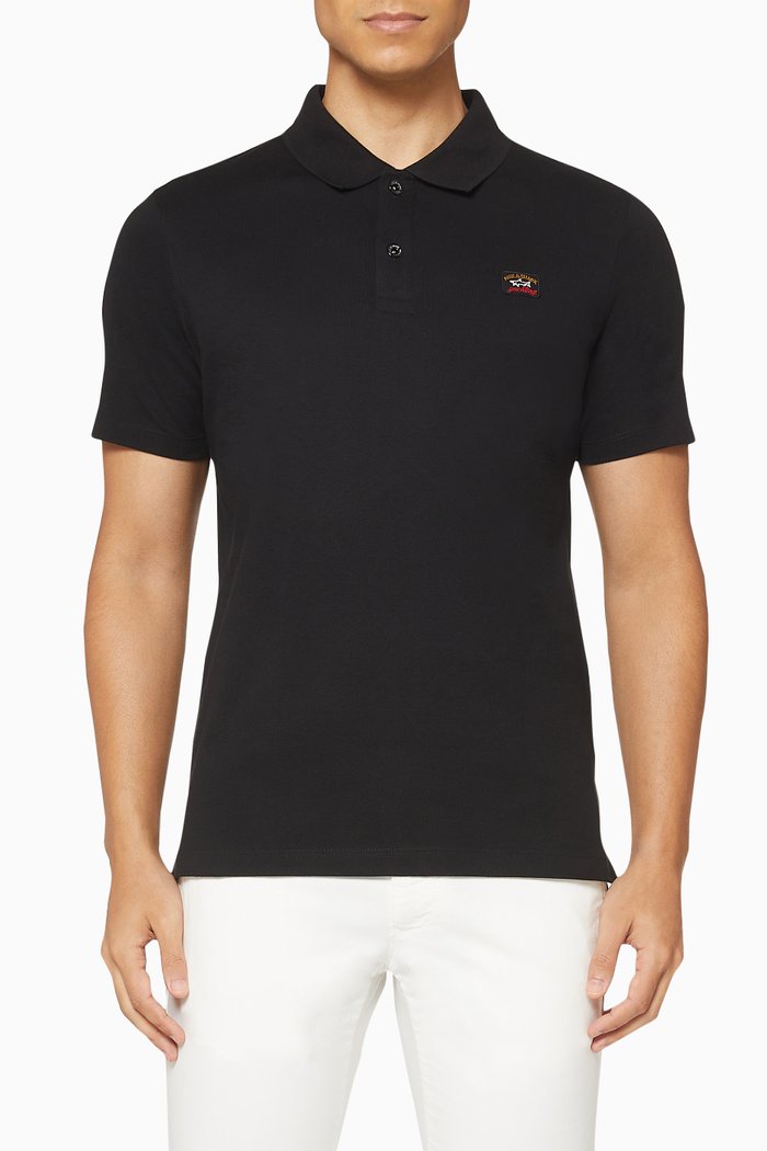 

Logo Plaque Pique Polo Shirt, Black