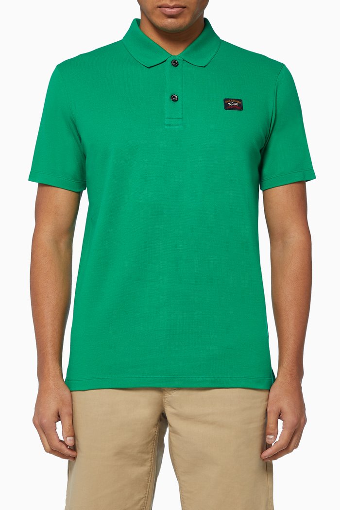 

Logo Plaque Pique Polo Shirt, Green