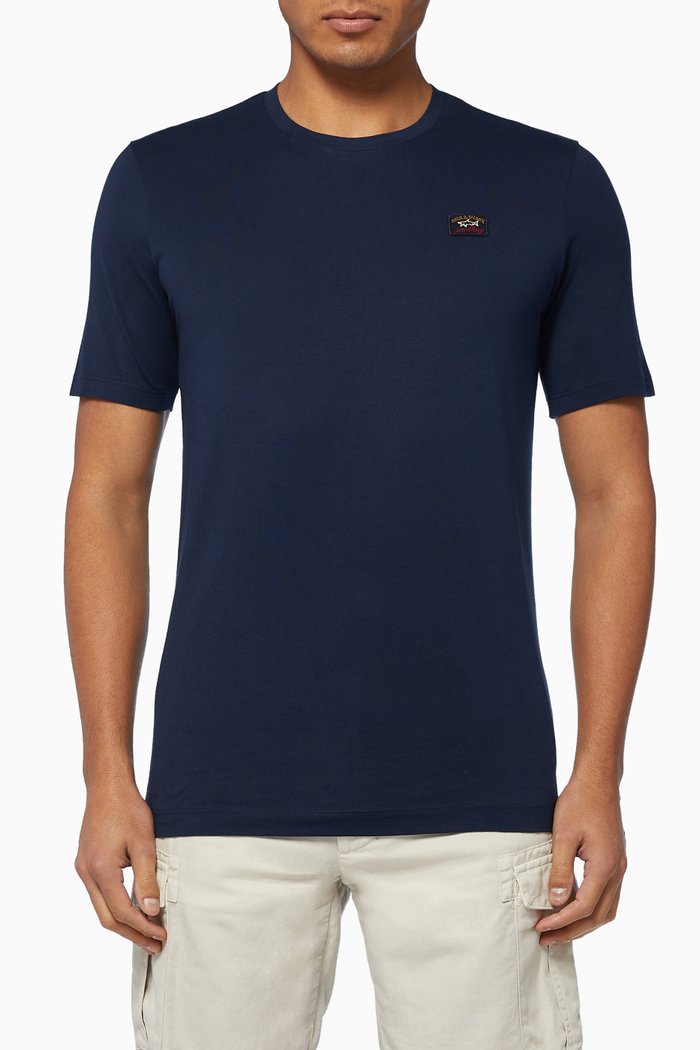 

Logo Badge Organic Cotton Jersey T-Shirt, Blue