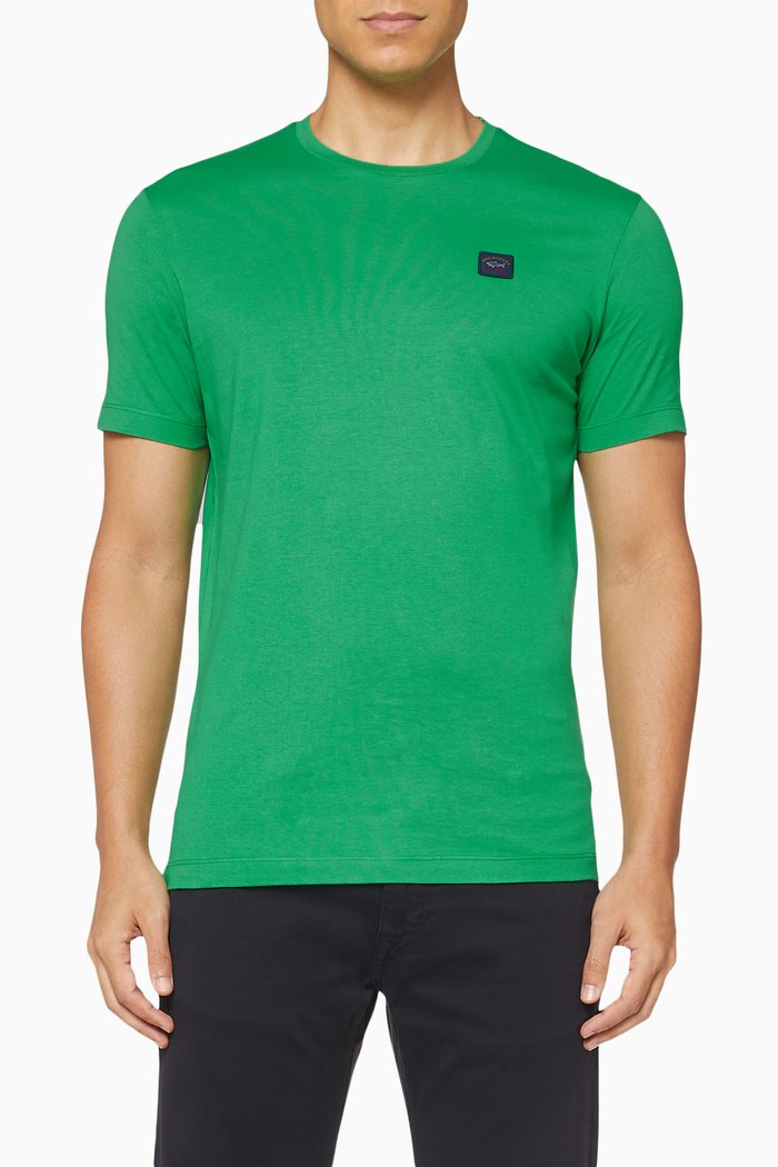

Logo Badge Organic Cotton Jersey T-Shirt, Green
