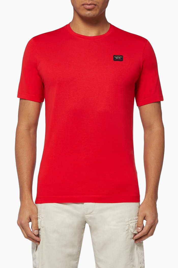 

Logo Badge Organic Cotton Jersey T-Shirt, Red