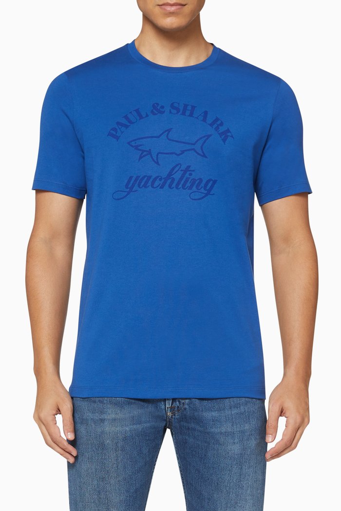 Logo Organic Cotton Jersey T-Shirt, Blue