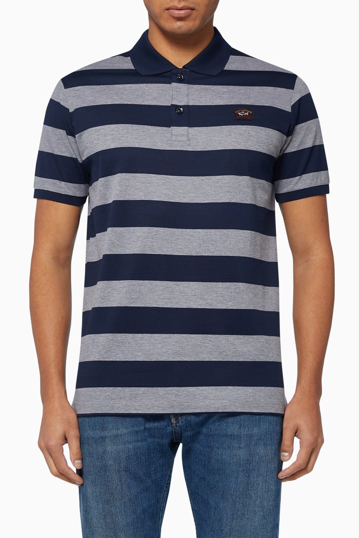 

Stripe Pique Cotton Polo T-Shirt, Multicolour