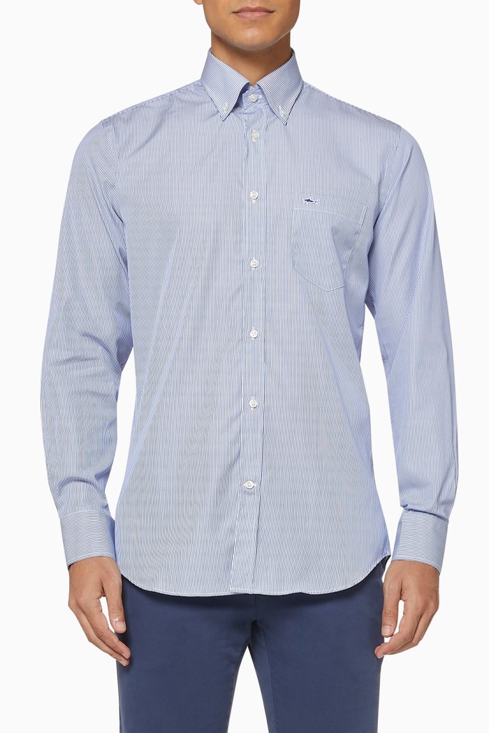 

Striped Cotton Shirt, White