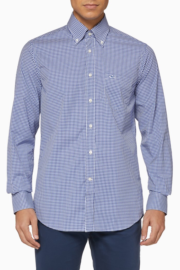 

Checked Cotton Shirt, Blue