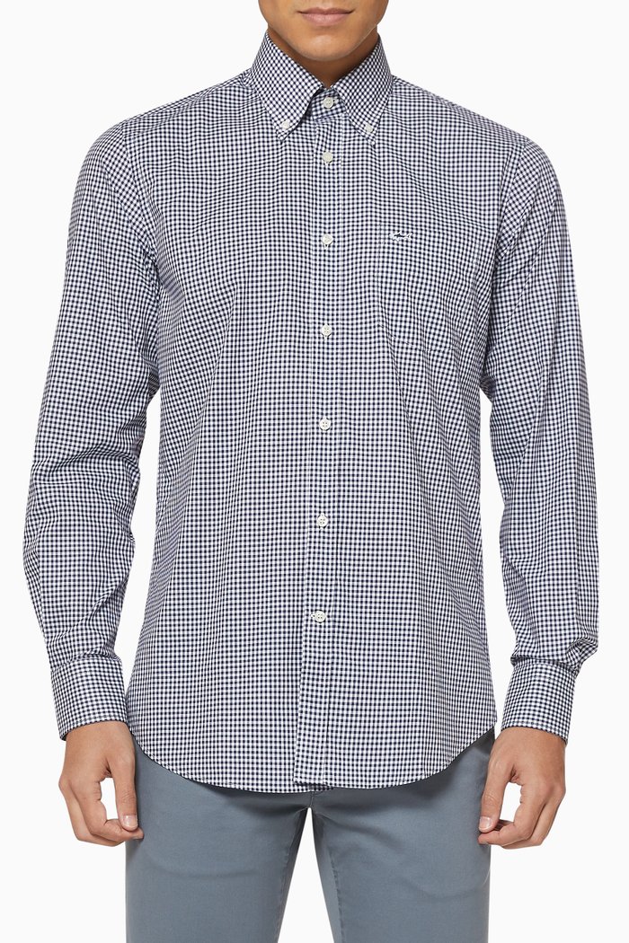 

Checked Cotton Shirt, White