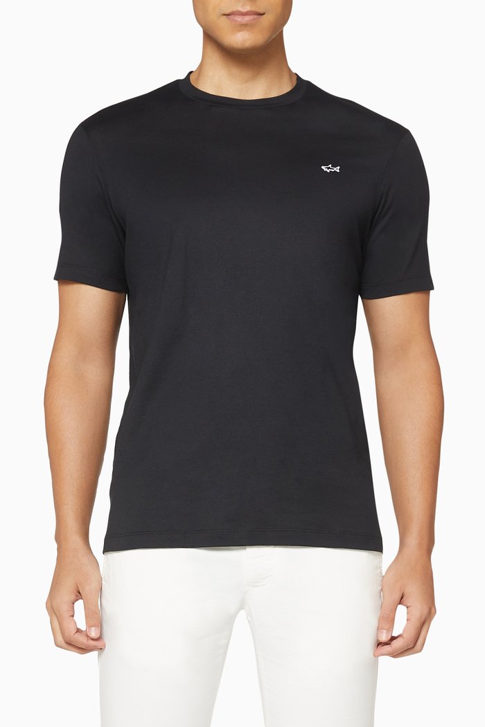 

Shark Embroidery Organic Cotton T-Shirt, Black