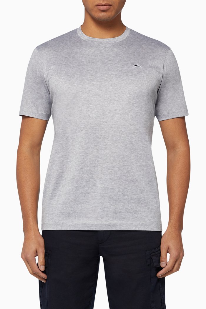 

Shark Embroidery Organic Cotton T-Shirt, Grey