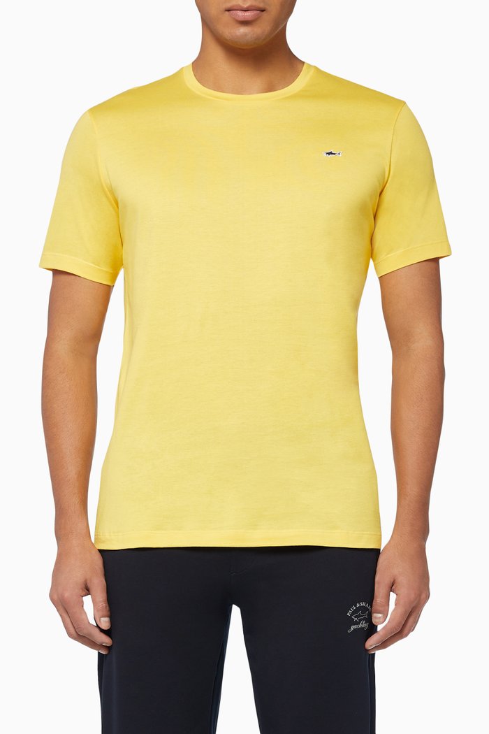 

Shark Embroidery Organic Cotton T-Shirt, Yellow
