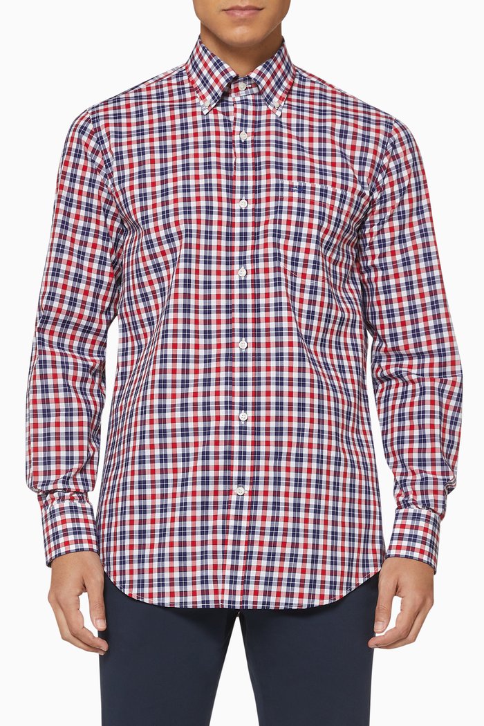

Checked Cotton Shirt, White