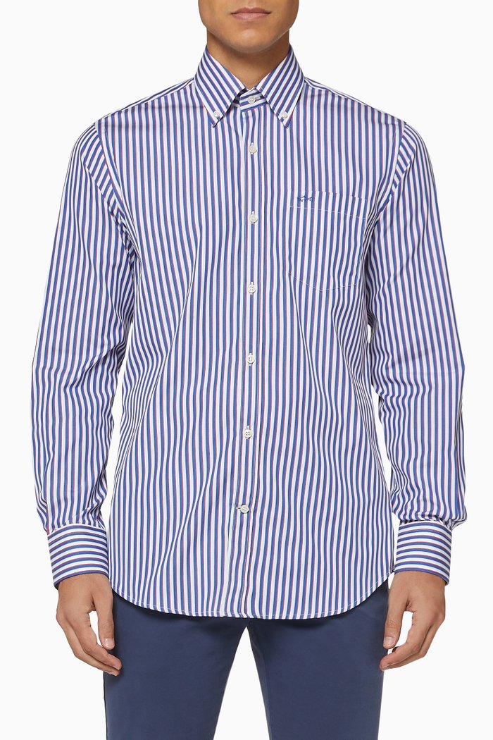 

Striped Cotton Shirt, White