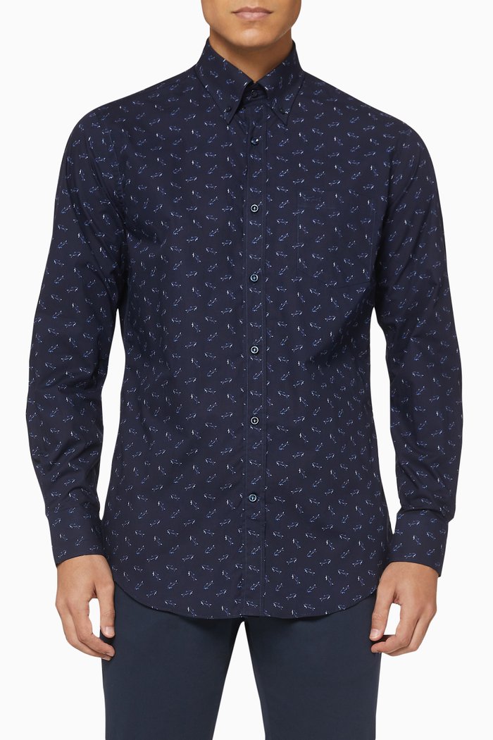 

All-Over Sharks Organic Cotton Shirt, Multicolour