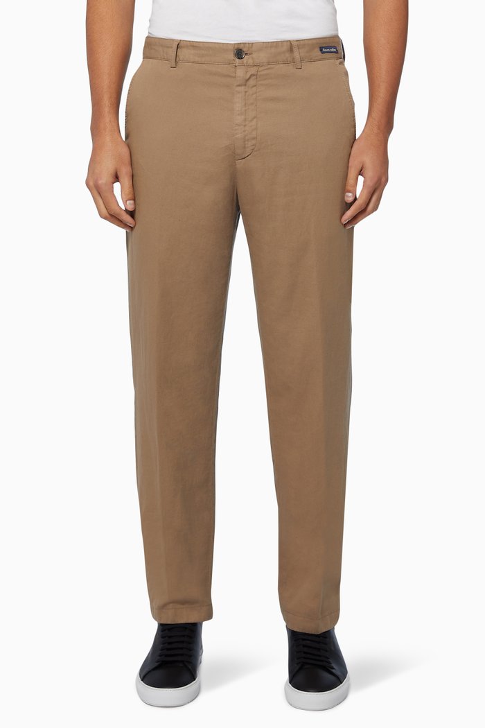

Regular-Fit Linen-Cotton Pants, Neutral