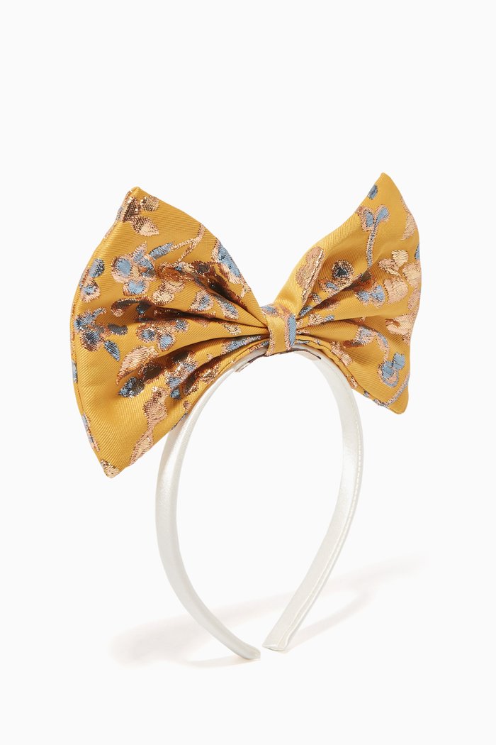 

Giant Bow Metallic Jacquard Headband, Yellow