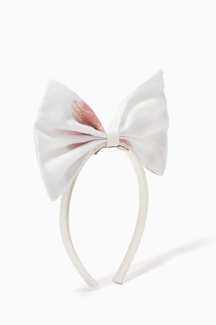

Giant Bow Metallic Jacquard Headband, Pink