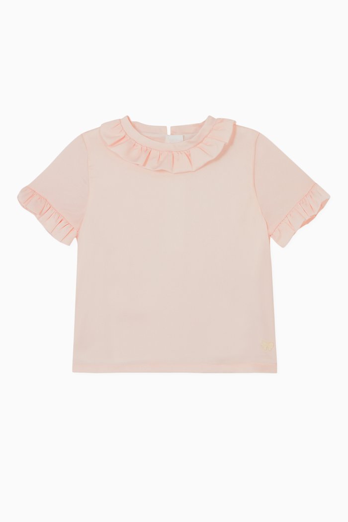 

Ruffle Neck Blouse, Pink