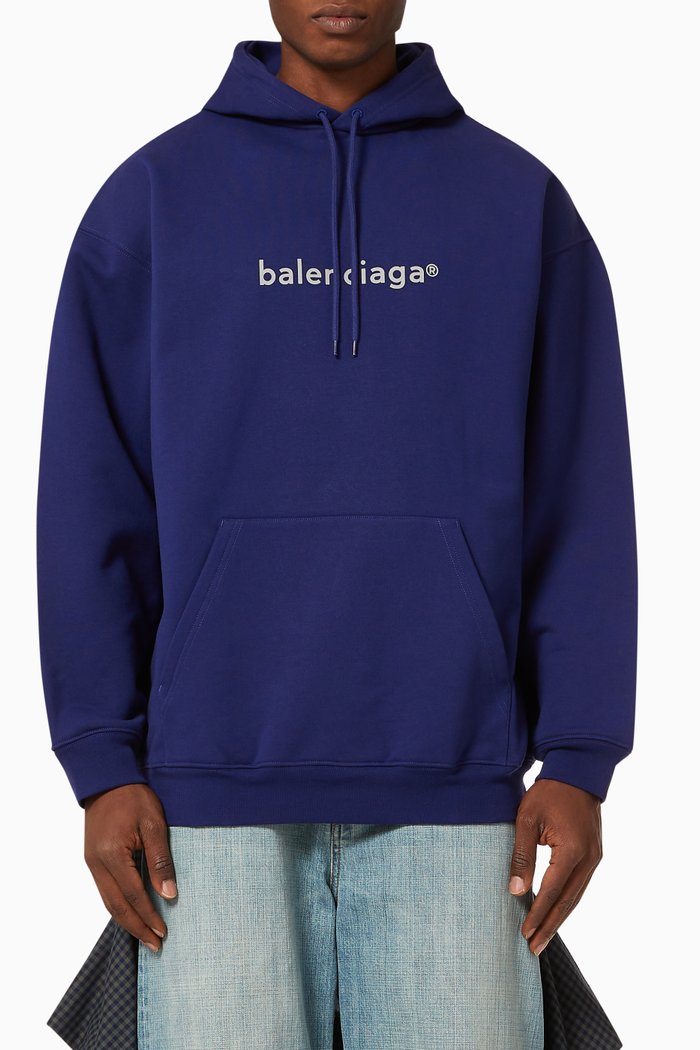 

Copyright Medium Fit Hoodie in Curly Fleece, Blue