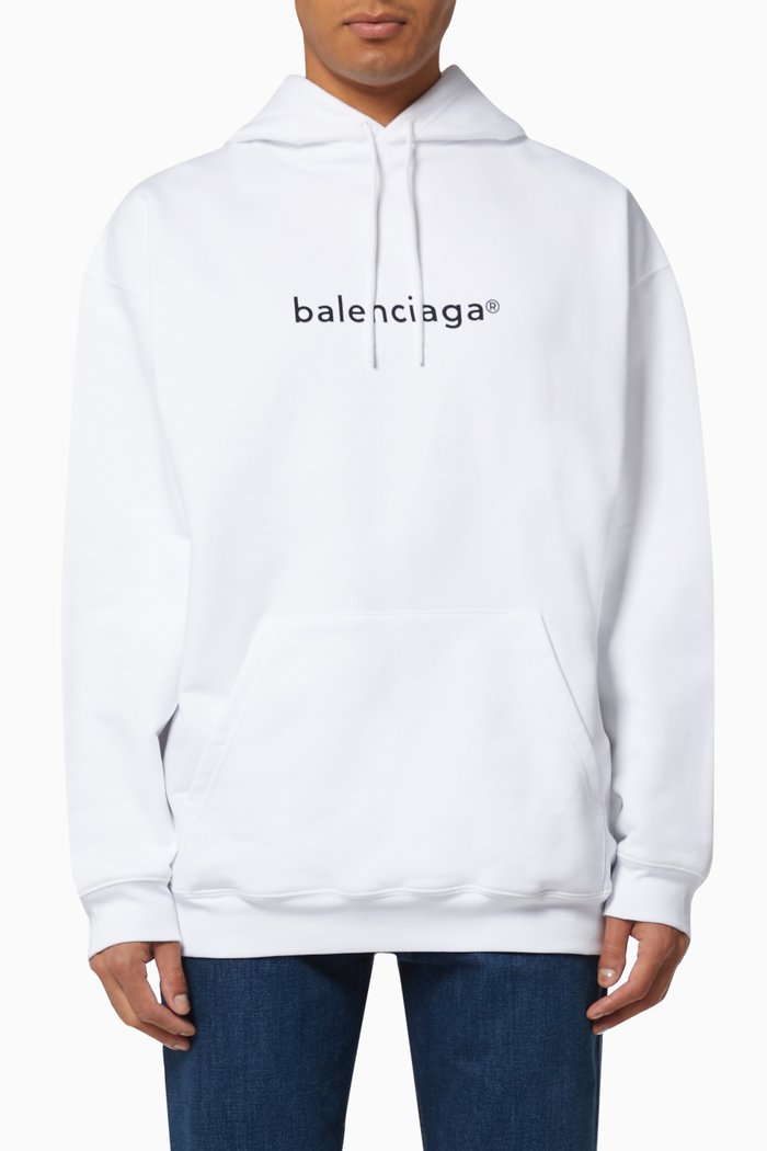 

Copyright Medium Fit Hoodie in Curly Fleece, White