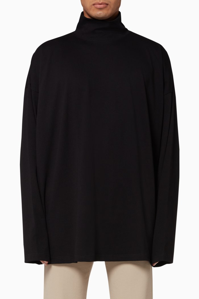 

Logo Large Fit Vintage Jersey Turtleneck Sweatshirt, Black