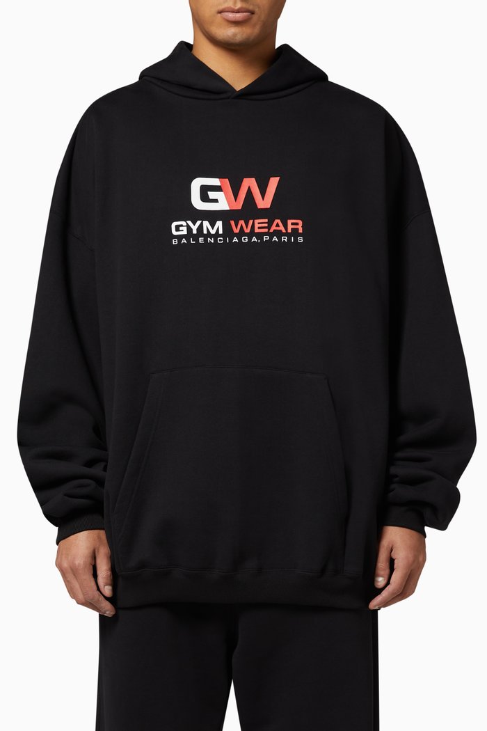 

Gym Wear Large Fit Hoodie in Curly Fleece, Black
