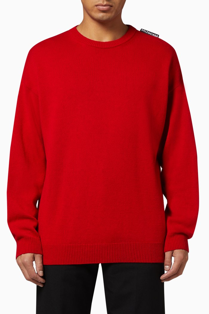 

Tab Crewneck in Cashmere Knit, Red