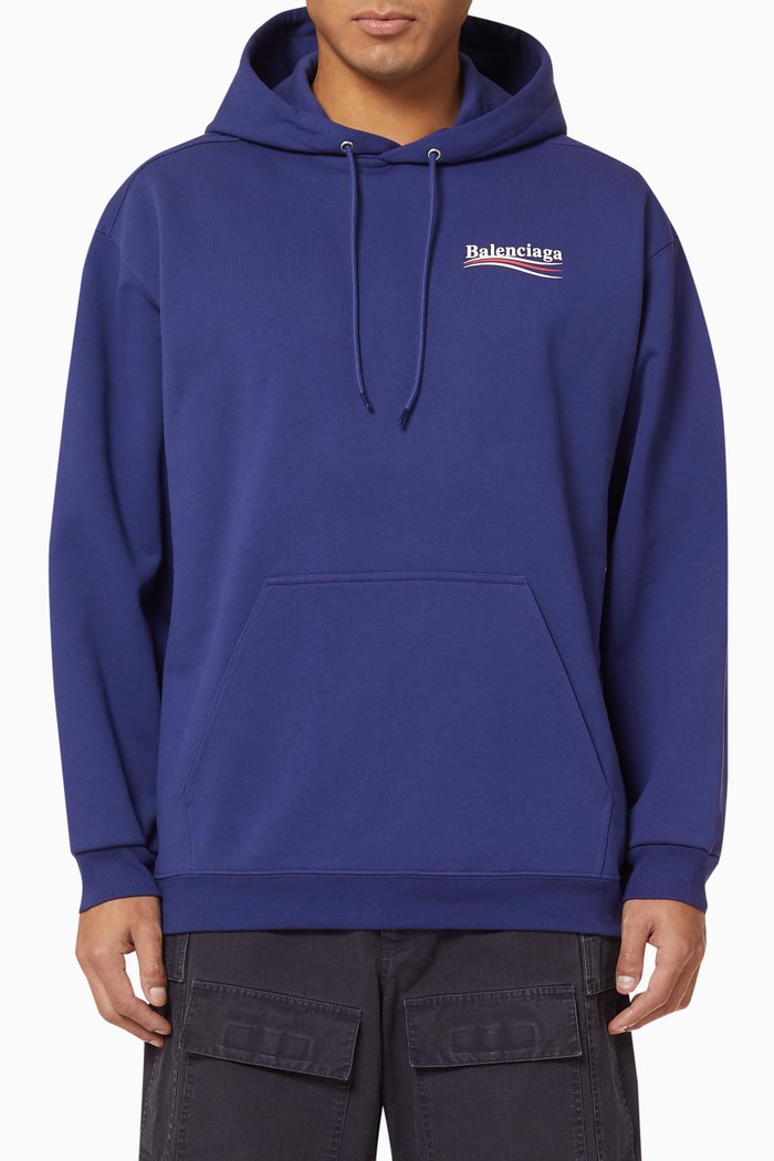 

Political Campaign Medium Fit Hoodie in Curly Fleece, Blue