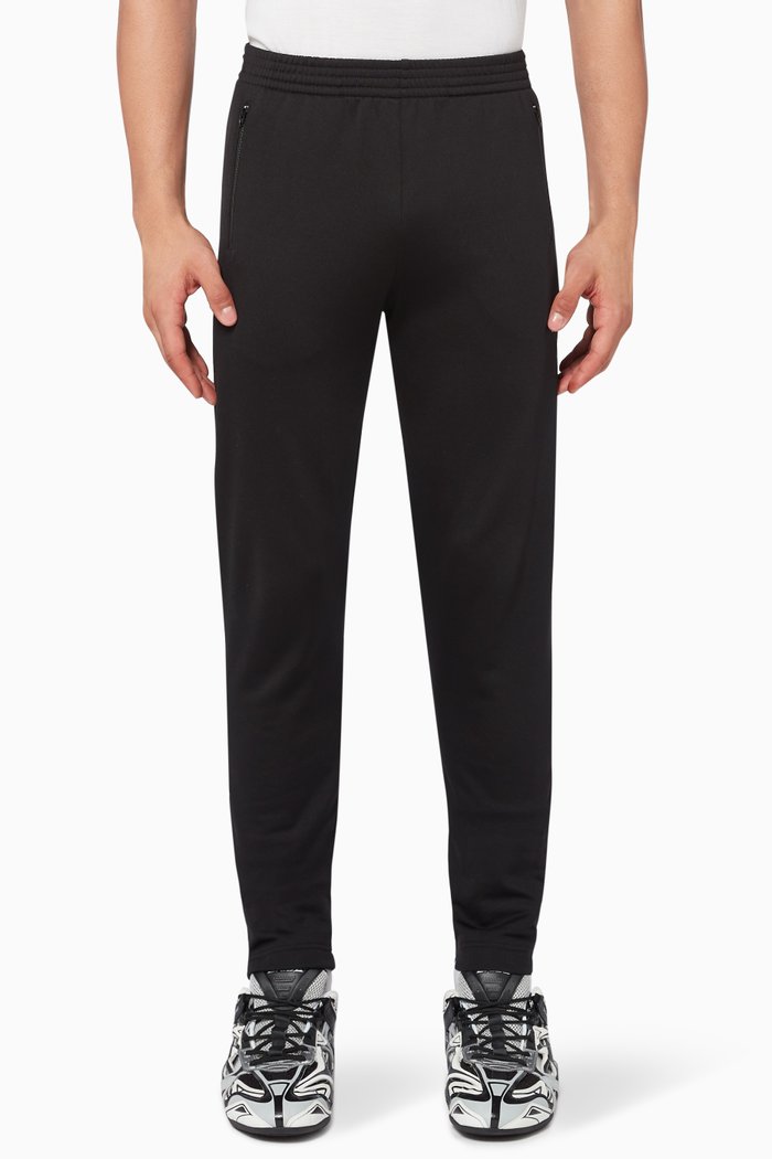 

Slim Tracksuit Pants in Cotton Terry Jersey, Black