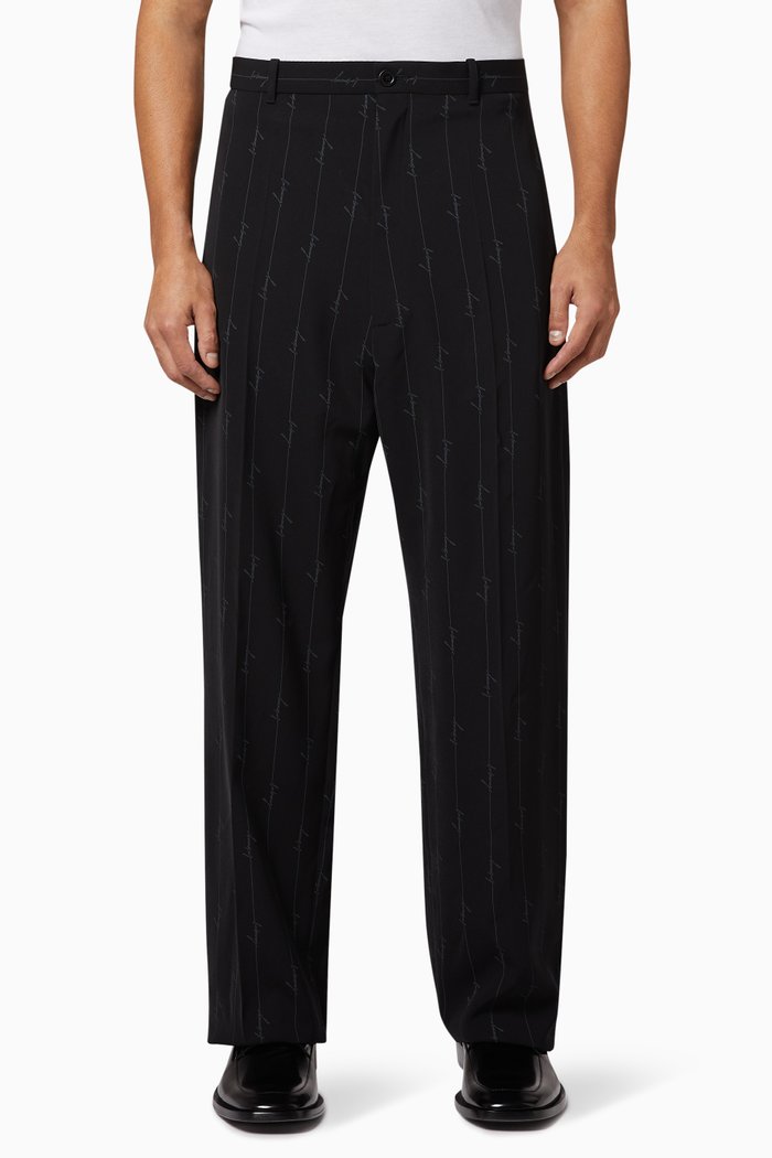 

Baggy Tailored Pants in Signature Stripe Fluid Twill, Black