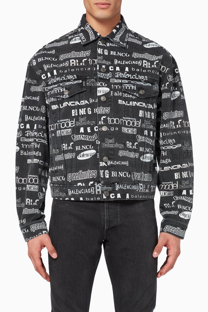 Large Fit Jacket in Stonewashed TV Show Denim, Black
