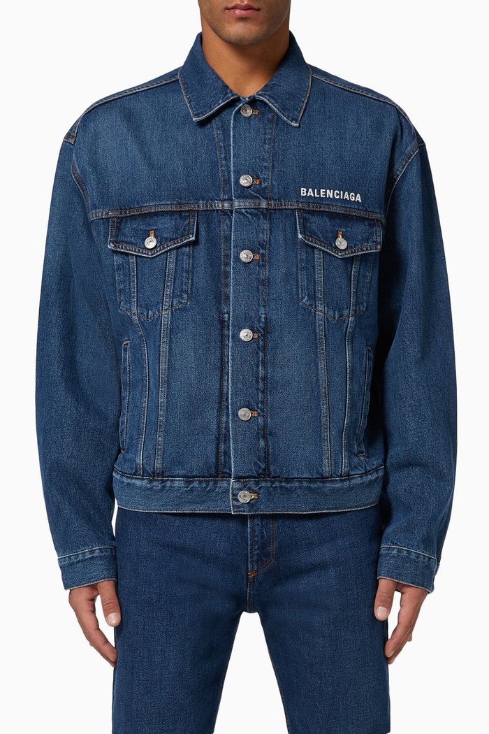 

Embroidered Logo Jacket in Denim, Black