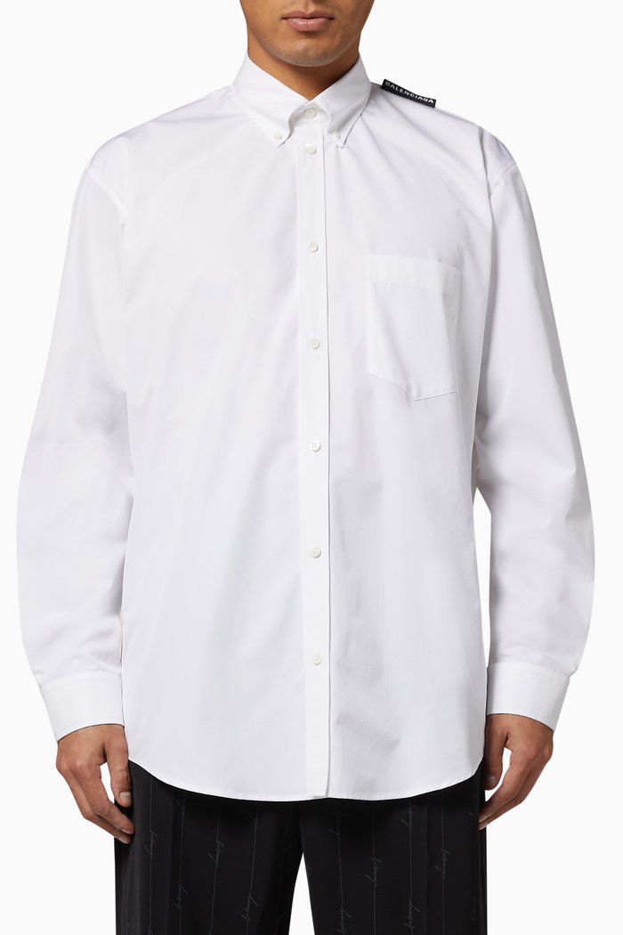 

Tab Shirt in Cotton Poplin, White