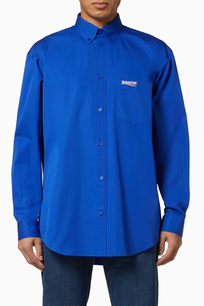 

Political Campaign Shirt in Cotton Poplin, Blue