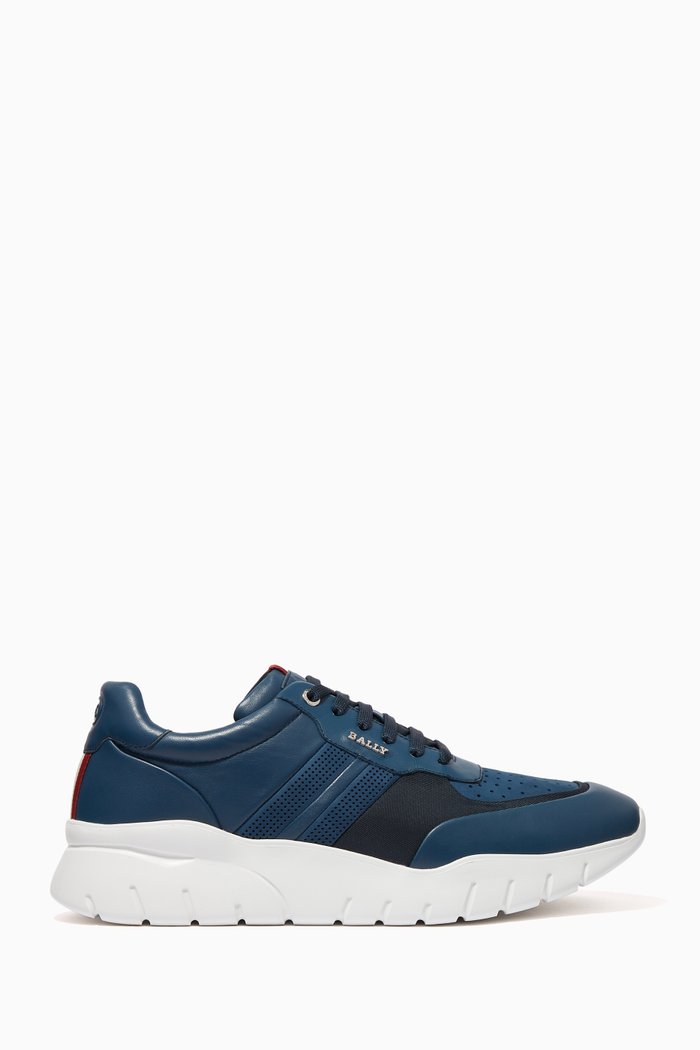 Bison Leather Sneakers, Blue