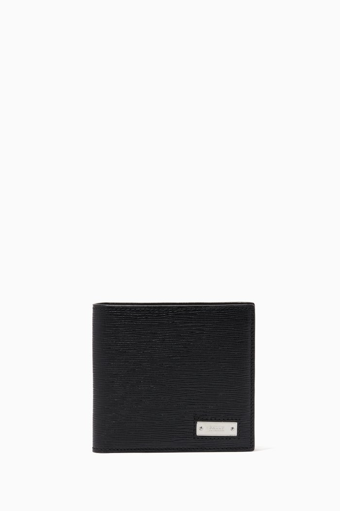 

Brasai Embossed Calf Leather Wallet, Black