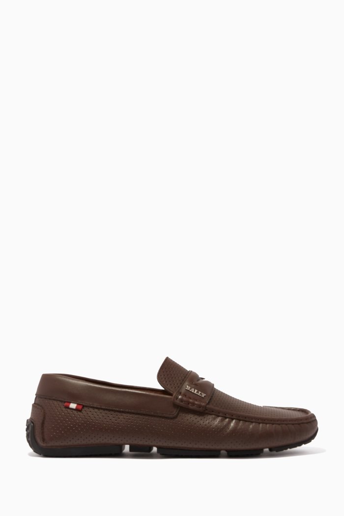 Piras Calf Leather Driver Shoes, Brown