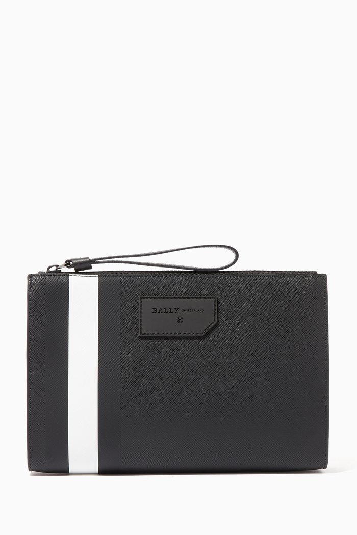 

Skid Coated Canvas Clutch Bag, Black
