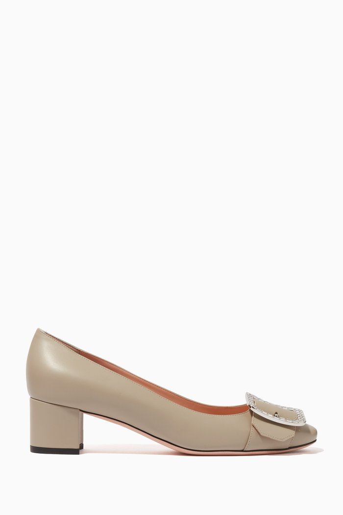 

Jackie 45 Leather Pumps, Grey