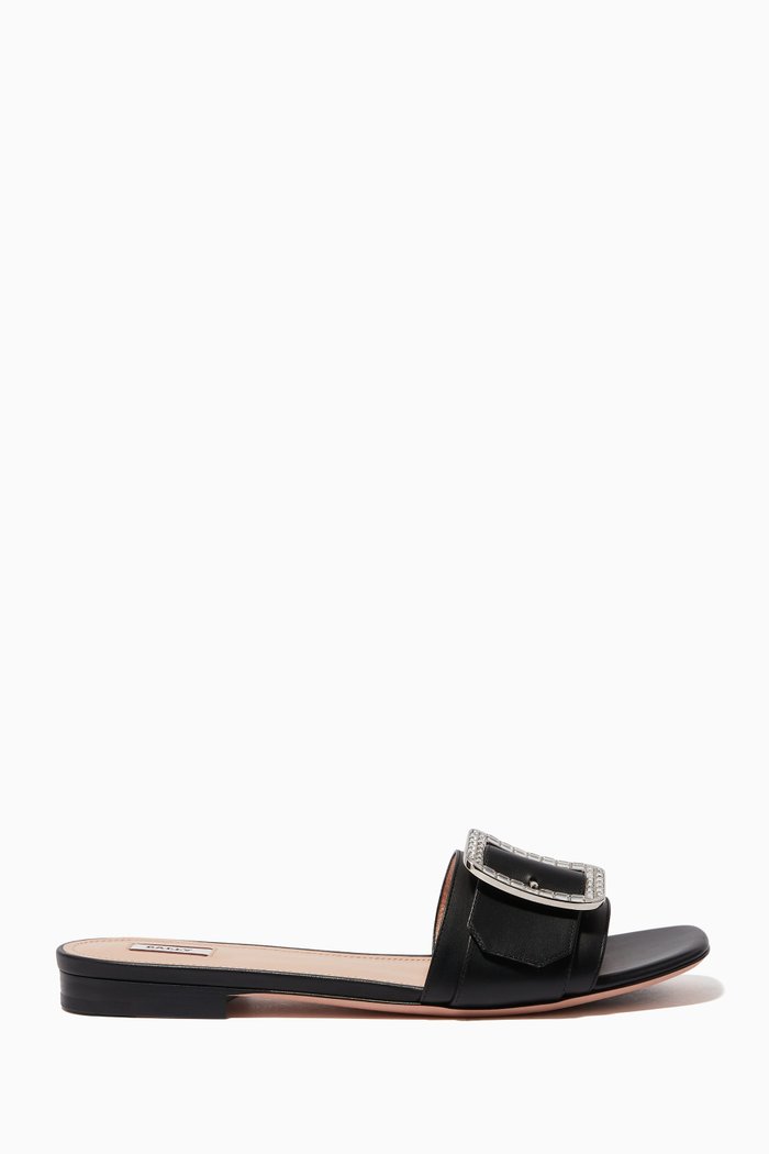 

Janna Leather Slides, Black