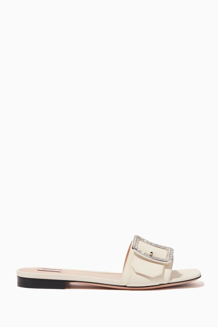 

Janna Leather Slides, White