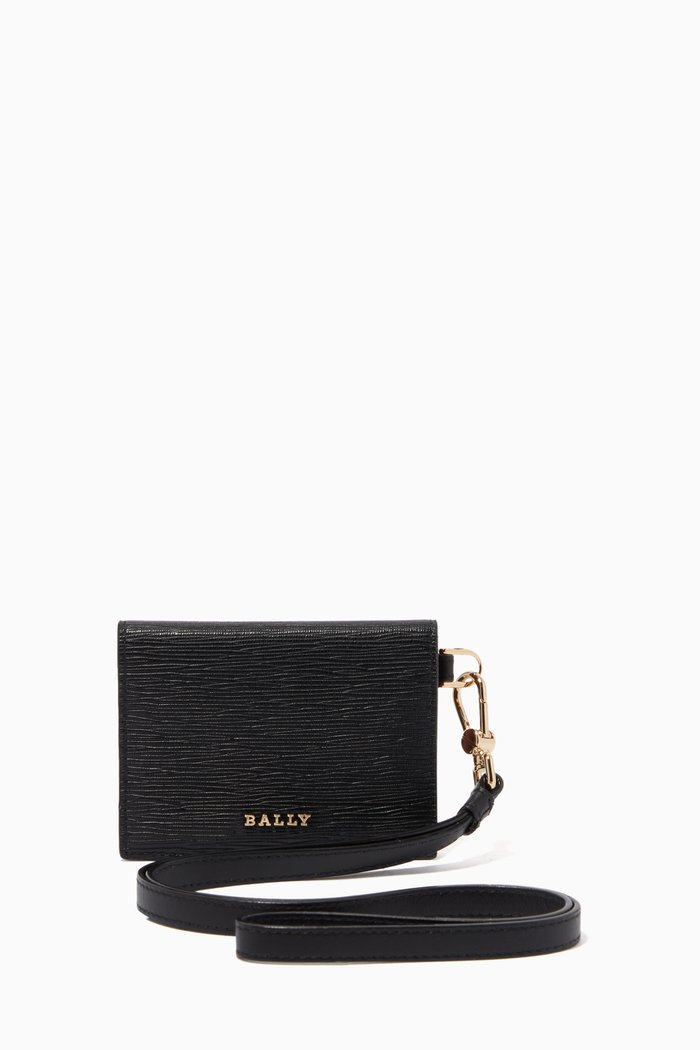 

Letty Calf Leather Card Holder, Black