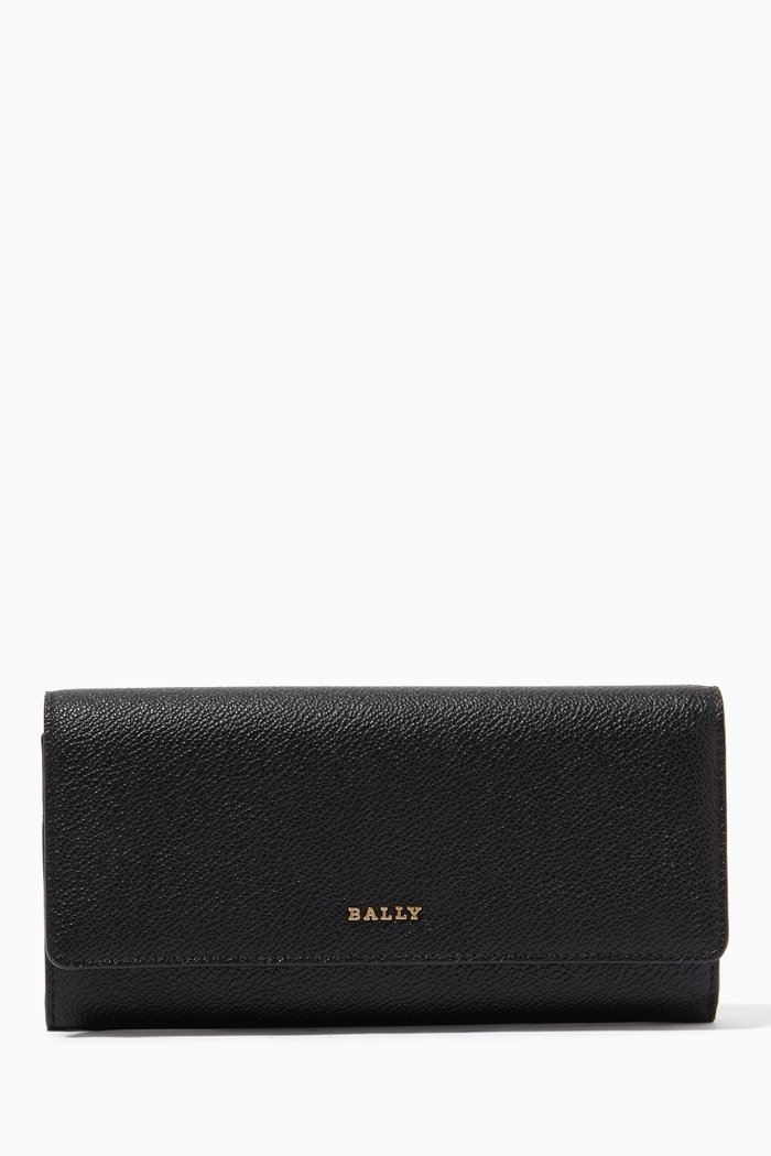 

Linney Grained Leather Continental Wallet, Black