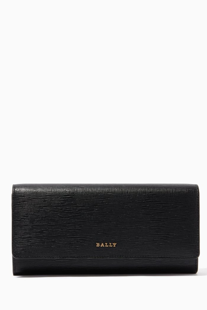 

Linney Calf Leather Continental Wallet, Black