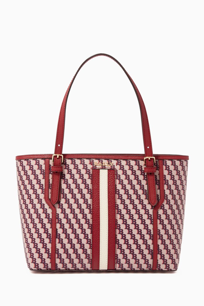 

Small Supra Coated Jacquard Canvas Tote Bag, Red